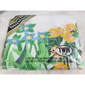 NEW Vintage Tastemaker No Iron Twin Flat Sheet Flowers Tulip‎ Spring SUmmer lily